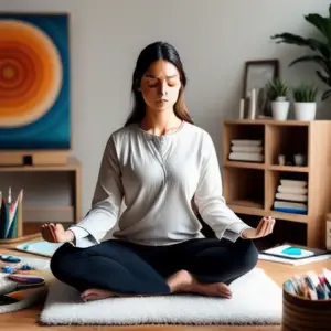 Mulher meditando e criando