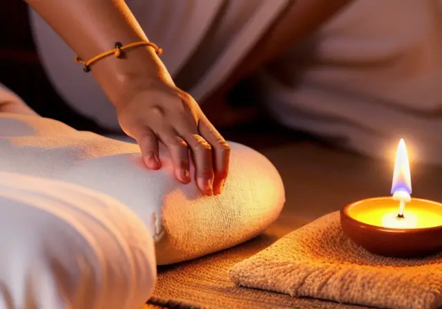 A practitioner of Reiki in Umbanda channeling energy during a session