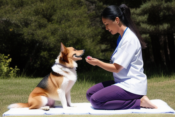 Person practicing Reiki on a dog